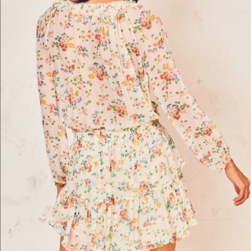 LoveShackFancy Floral Popover Silk Dress - Picture 3 of 12